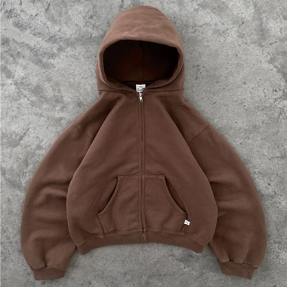 Akimbo Coffee Brown Zip hoodie, Large